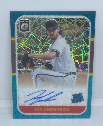 2021 Ian Anderson Donruss Optic Rated Rookie Teal Velocity Auto /35. Braves