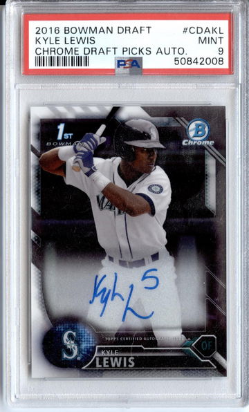 2016 Bowman Chrome Draft Draft Pick Autographs #CDAKL Kyle Lewis PSA 9