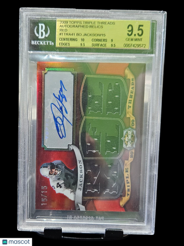 2009 Topps Triple Threads Autographed Relics Red Bo Jackson #TTRA41 /15 BGS 9.5 Auto 10