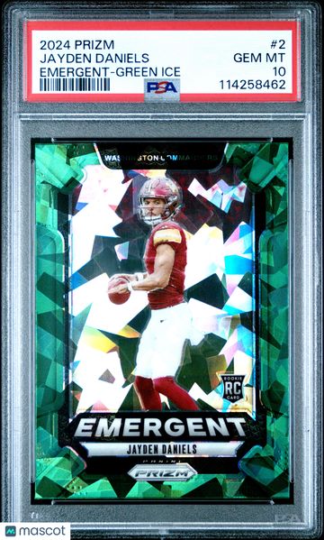 2024 Panini Prizm Emergent Jayden Daniels #2 Green Ice PSA 10