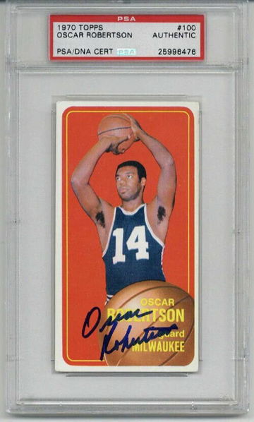 OSCAR ROBERTSON SIGNED AUTOGRAPHED AUTO 1970 TOPPS #100 FULL SIGNATURE PSA/DNA