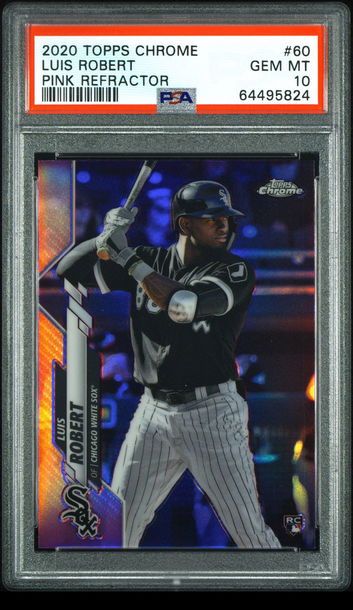 💎🧨 2020 Topps Chrome - Luis Robert 🎀 Pink Refractor #60 PSA 10 GEM MT RC ⚾️🚨