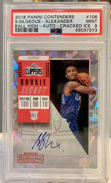 2018 Panini Contenders Shai Gilgeous-Alexander Cracked Ice Rookie Ticket Auto RC PSA 9 Thunder