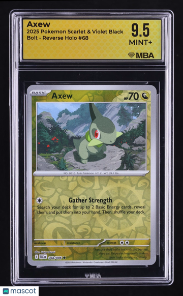 2025 Pokemon Scarlet & Violet Black Bolt Axew Reverse Holo MBA 9.5 #68