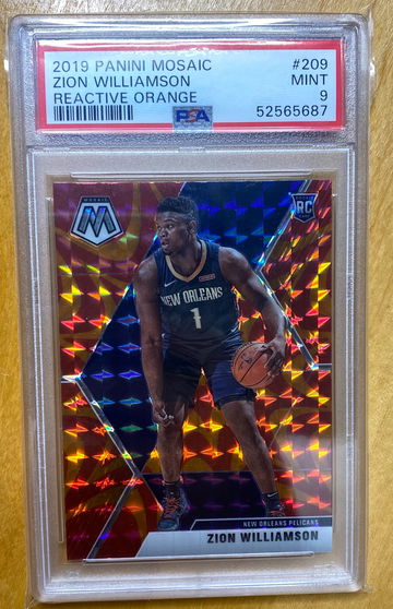 2019-20 Panini Mosaic Reactive Orange Prizm #209 Zion Williamson RC Rookie PSA 9