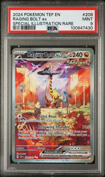 2024 Pokemon Scarlet and Violet Temporal Forces Special Illustration Rare Raging Bolt Ex #208 PSA 9