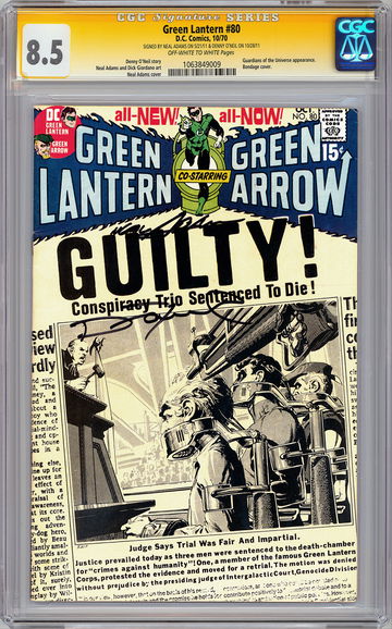 GREEN LANTERN #80 CGC-SS 8.5 SIG ORIG ARTIST/WRITER NEAL ADAMS DENNY O’NEIL 1970