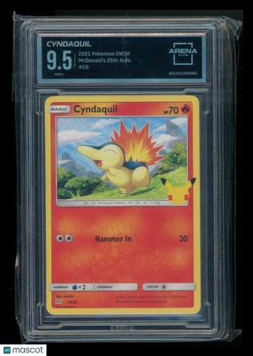 2021 Pokemon SWSH McDonald's 25th Anniversary Cyndaquil Arena Club 9.5 #10/25