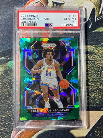 2021 Prizm #319 Jeremiah Robinson-Earl Cracked Green Ice PSA 10 Rookie RC SP