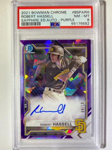 Robert Hassell 2021 Bowman Chrome Sapphire Purple Auto 04/10 PSA 8 Low POP 1 !!!