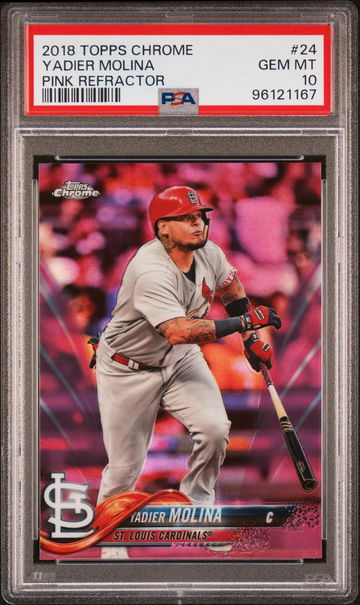 2018 Topps Chrome Pink Refractor Yadier Molina #24 PSA 10