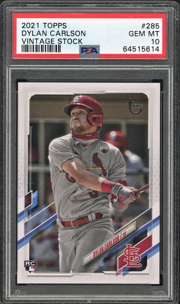 2021 Topps #285 Dylan Carlson RC Vintage Stock /99 PSA 10 Gem Mint