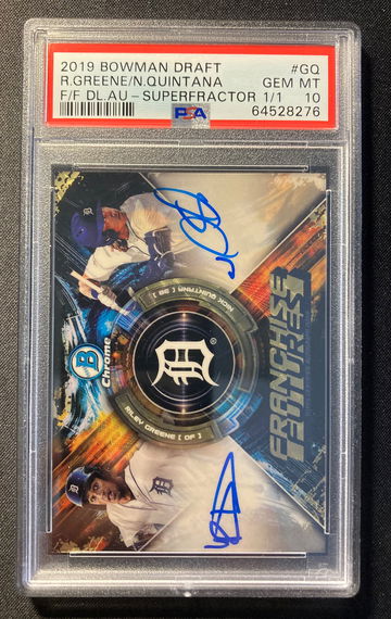 2019 Bowman Draft Riley Greene F/F Dual Auto Superfractor 1/1 PSA 10