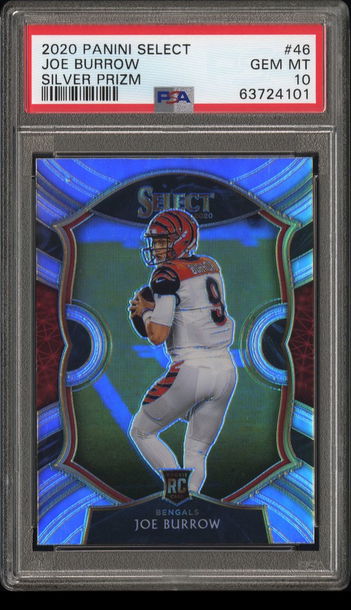💎 2020 Panini Select Joe Burrow Silver Prizm RC Rookie #46 PSA 10 GEM MINT 🔥🧨