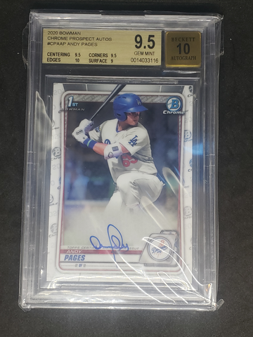 2020 Bowman Chrome Andy Pages Auto #CPA-AP BGS 9.5