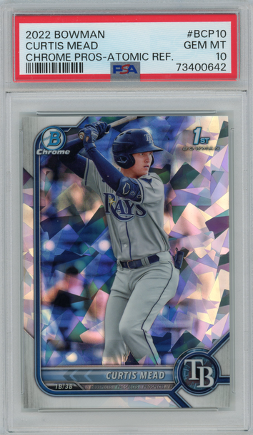 2022 Bowman Chrome Curtis Mead 1st Prospect Atomic Refractor #BCP-10 PSA 10 Rays