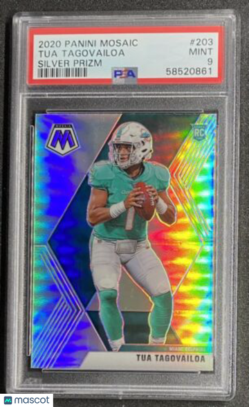 Tua Tagovailoa 2020 Mosaic Silver Prizm RC #203 Miami Dolphins Rookie PSA 9