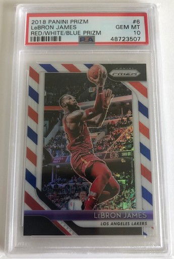 2018-19 Panini Prizm Lebron James Red White Blue Refractor Holo PSA 10 Gem Mint Silver #6 Cleveland Cavaliers