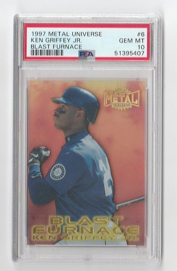 PSA 10 GEM MINT  1997 METAL UNIVERSE KEN GRIFFEY JR BLAST FURNACE #6