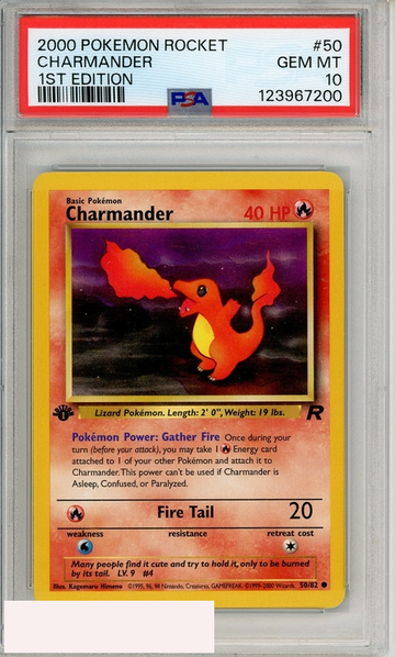 2000 POKEMON ROCKET CHARMANDER #50 1ST EDITION PSA 10 GEM MT