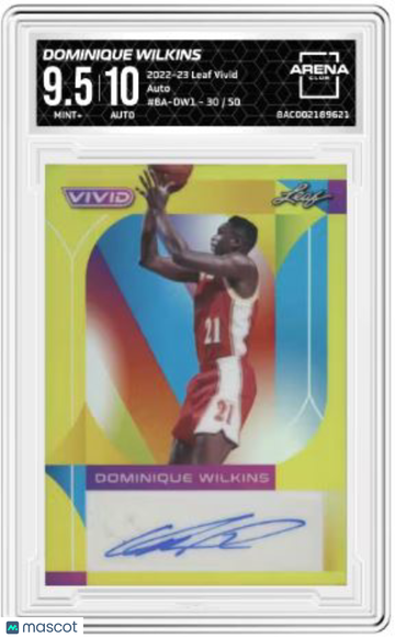 2023 2022-23 Leaf Vivid Dominique Wilkins #BA-DW1 Auto /50 Arena Club 9.5 Auto 10