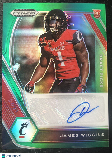 James Wiggins 2021 Prizm Draft Picks Green Rookie Autograph Cincinnati Bearcats