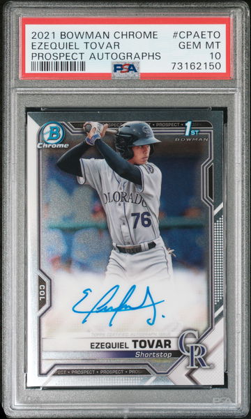 2021 Bowman Chrome Prospect Autographs Ezequiel Tovar #CPA-ETO Auto PSA 10