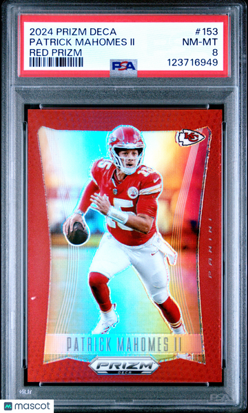 2024 Panini Prizm Deca Patrick Mahomes II #153 Red PSA 8