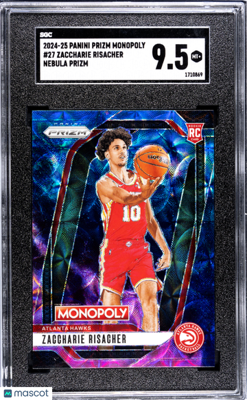 2024 Panini Prizm Monopoly Zaccharie Risacher #27 Nebula SGC 9.5