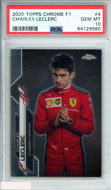 2020 TOPPS CHROME FORMULA 1 CHARLES LECLERC #4 SCUDERIA FERRARI PSA 10 GEM MT