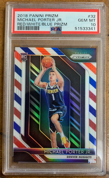 2018 Panini Prizm Michael Porter Jr. Red White Blue RC PSA 10 Gem Mint