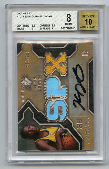 KEVIN DURANT 2007 SPX Rookie Auto /299 #101 BGS 8 / 10 Autograph