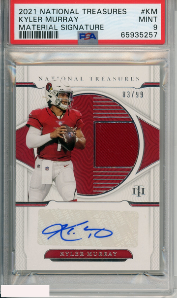 2021 PANINI NATIONAL TREASURES MATERIAL SIGNATURES KYLER MURRAY #KM PSA 9 MINT