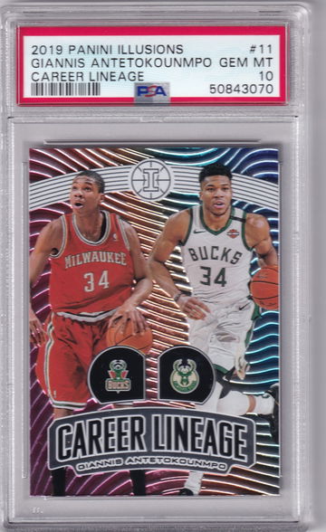 2019 Panini Illusions Giannis Antetokounmpo Career Lineage #11 PSA 10