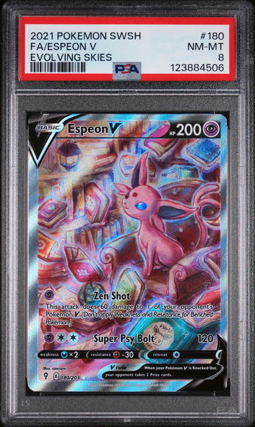 2021 Pokemon Sword and Shield Evolving Skies Ultra Rare Espeon V #180 PSA 8