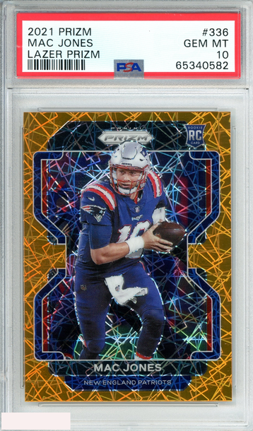 2021 PANINI PRIZM MAC JONES #336 LAZER PRIZM ROOKIE RC PSA 10 GEM MT