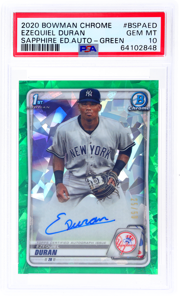 2020 Bowman Chrome Sapphire Ezequiel Duran Green #BSPAED /50 PSA 10 Auto