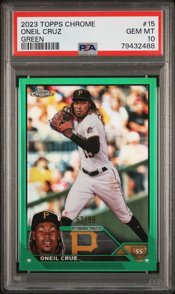 2023 Topps Chrome Green Refractor Oneil Cruz #15 /99 PSA 10