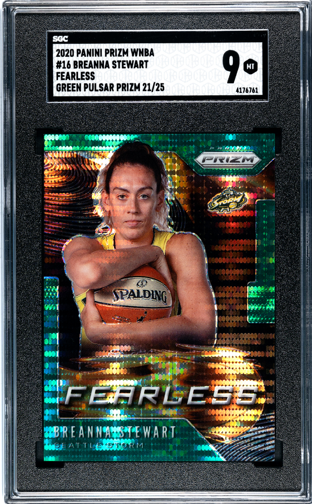 2020 Panini Prizm WNBA Breanna Stewart #16 Fearless Green Pulsar 21/25 SGC 9