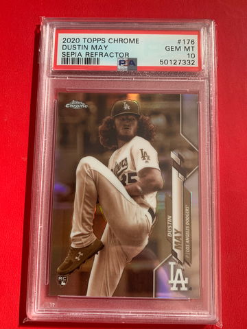Topps chrome Dustin may sepia psa 10