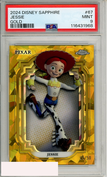 2024 TOPPS CHROME DISNEY SAPPHIRE EDITION JESSIE #67 GOLD PSA 9 MINT