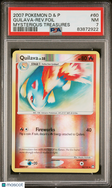 2007 Pokemon Diamond & Pearl Mysterious Treasures Quilava-Rev. Foil Mysterious Treasures PSA 7 #60