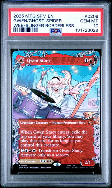 2025 Magic the Gathering Marvel's Spider-Man Web-Slinger Borderless Ghost-Spider/Gwen Stacy #0209 PSA 10