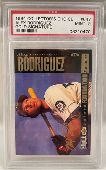 PSA 9 MINT ALEX RODRIGUEZ 1994 Collector’s Choice Gold Signature RC Rookie 