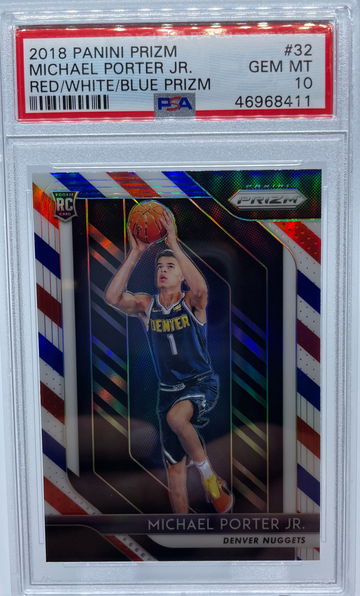 2018 Panini Prizm Michael Porter Jr. Red White and Blue PSA 10 GEM-MINT