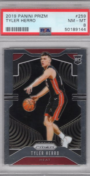 2019 Panini Prizm Tyler Herro Heat RC PSA 8 MN-MT