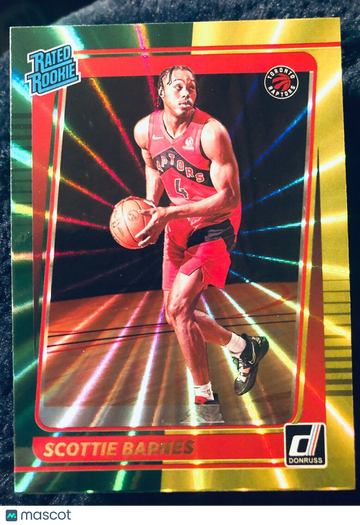 2021 Donruss SCOTTIE BARNES Green Yellow Holo Laser Rated Rookie RC #236 SP