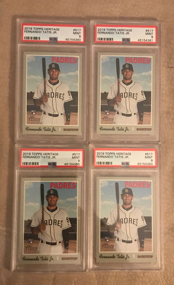 (4) 2019 Topps Heritage Fernando Tatis Jr RC PSA 9