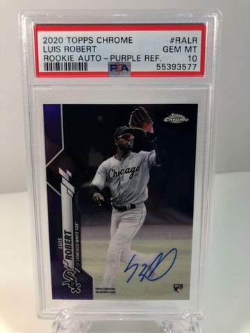 2020 Topps Chrome Luis Robert Rookie RC Purple Refractor Auto RA-LR /250 PSA 10