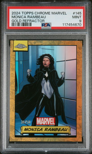 2024 Topps Chrome Marvel Gold Refractor Monica Rambeau #145 /50 PSA 9